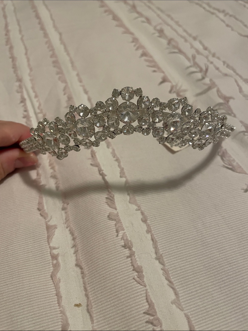 David's Bridal Silver Crystal Rhinestone Tiara Headband